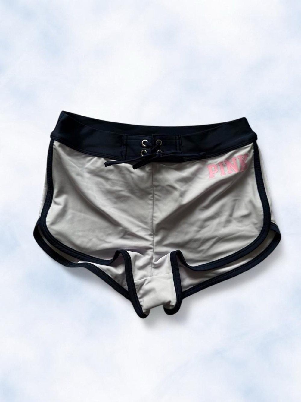 victoria's secret PINK white and navy blue sw shorts